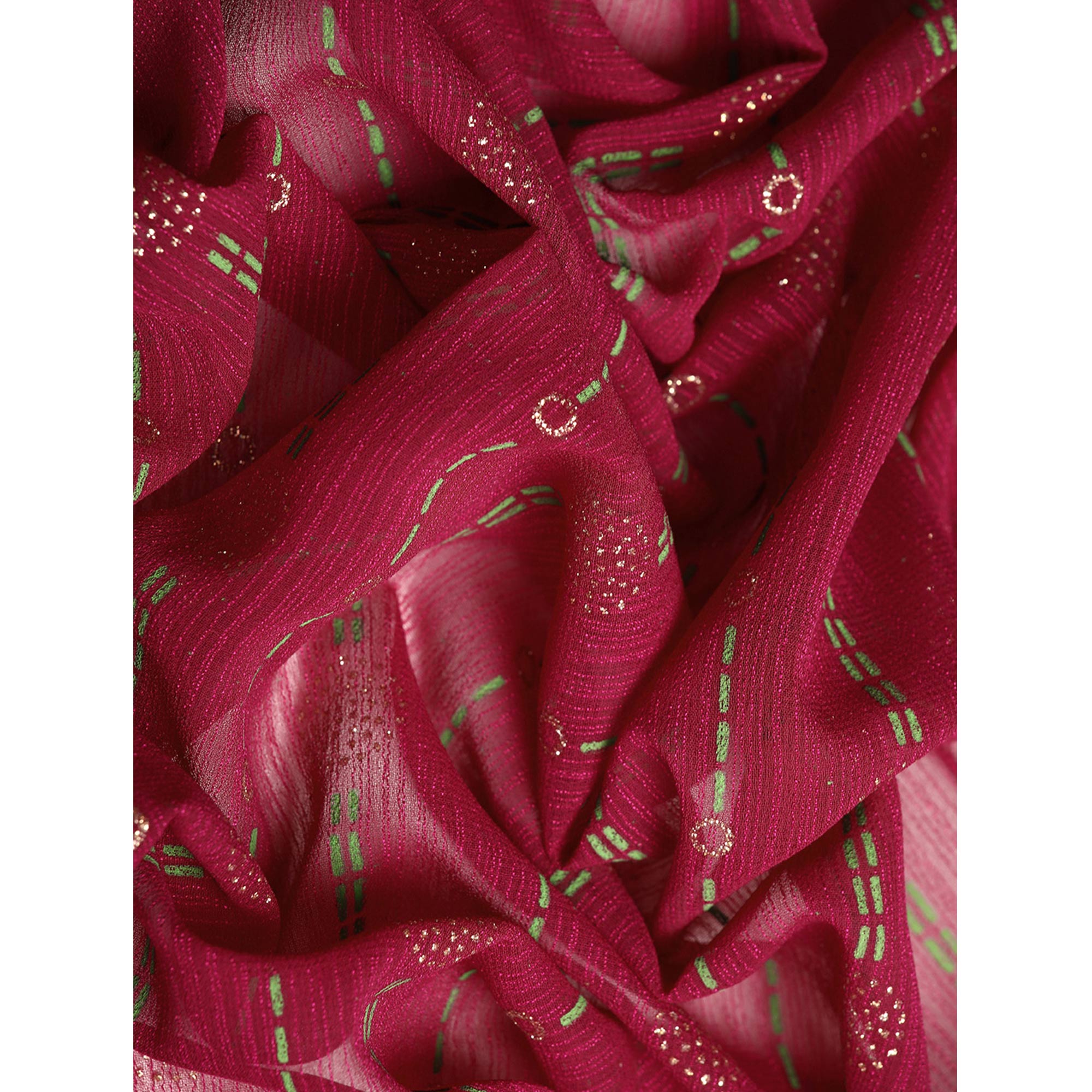 Maroon Foil Printed Zomato Saree