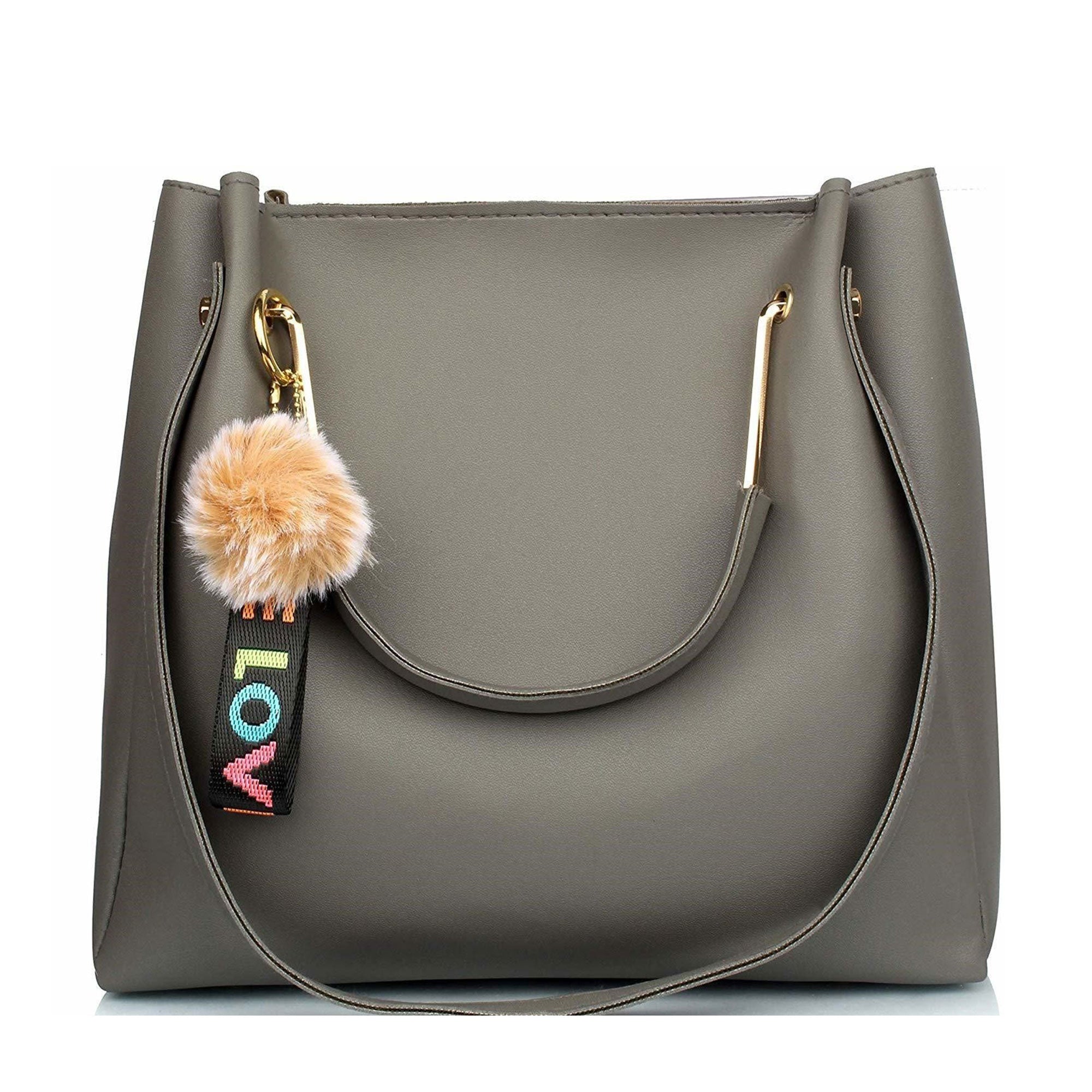 TMN - Women Grey Vegan Leather Handbag (Pack of 3)