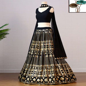 Black Embroidered Georgette Lehenga Choli