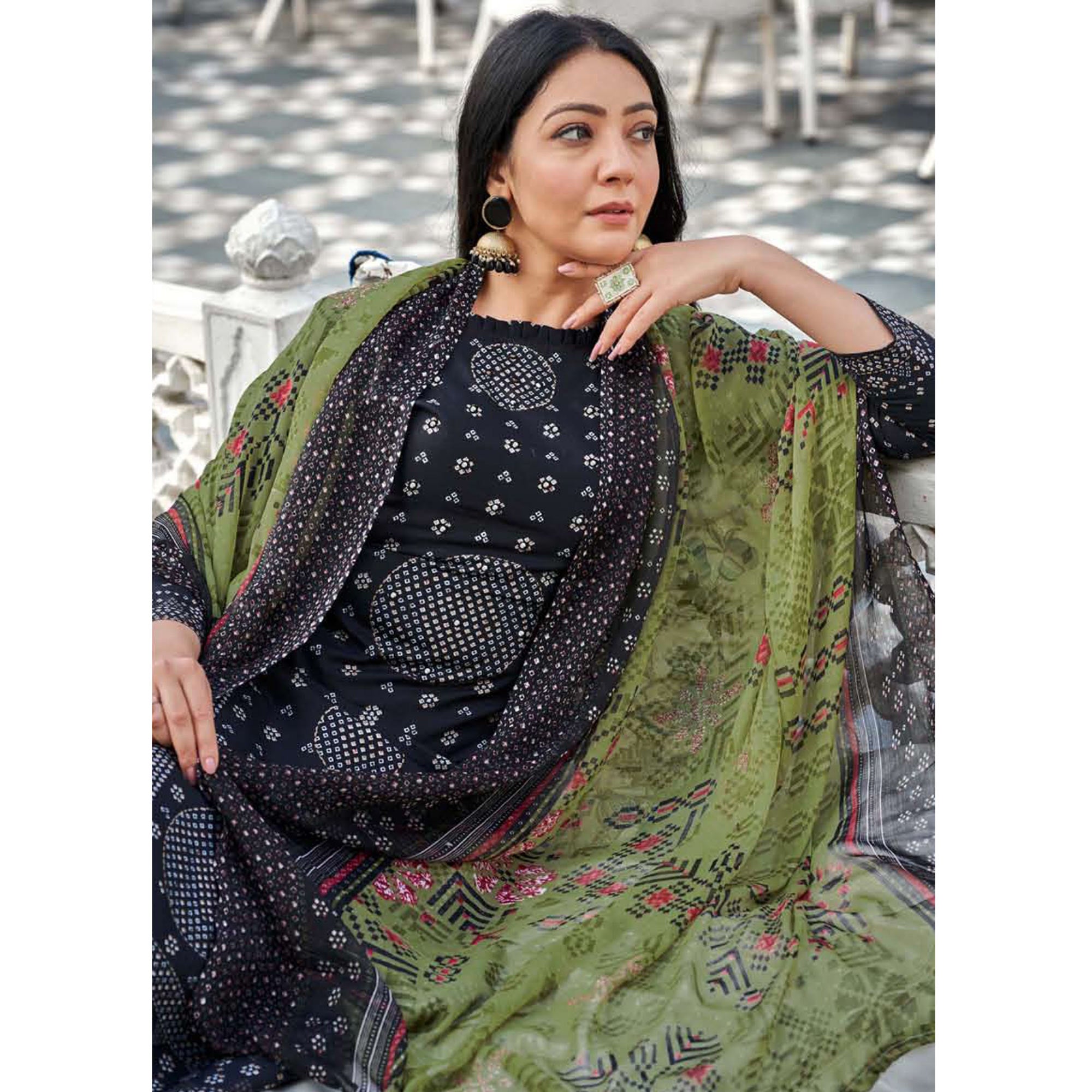 Black Bandhani Printed Pure Cotton Salwar Suit