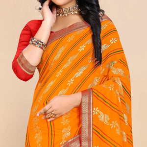 Mustard Foil Printed Georgette Saree