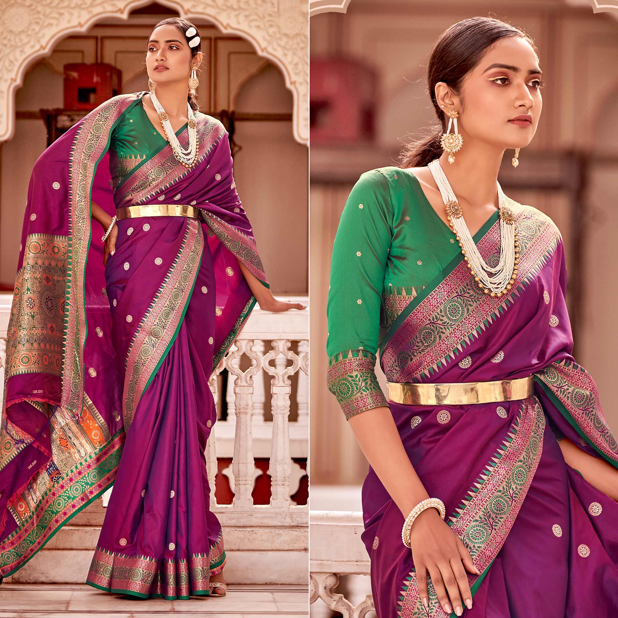 Purple Woven Banarasi Silk Saree