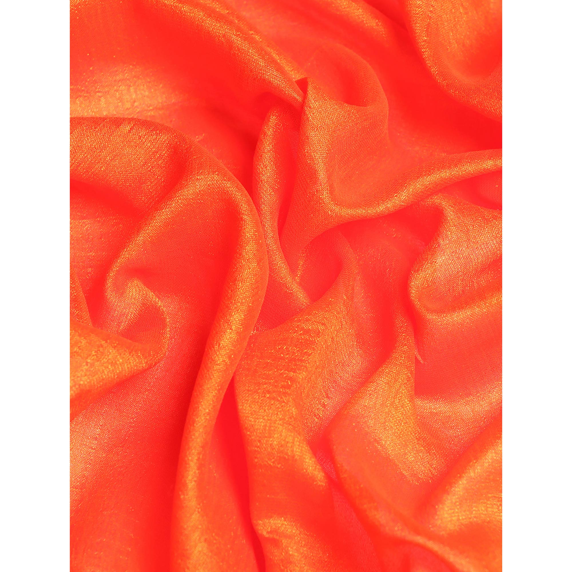Orange Swaroski Work Vichitra Silk Saree