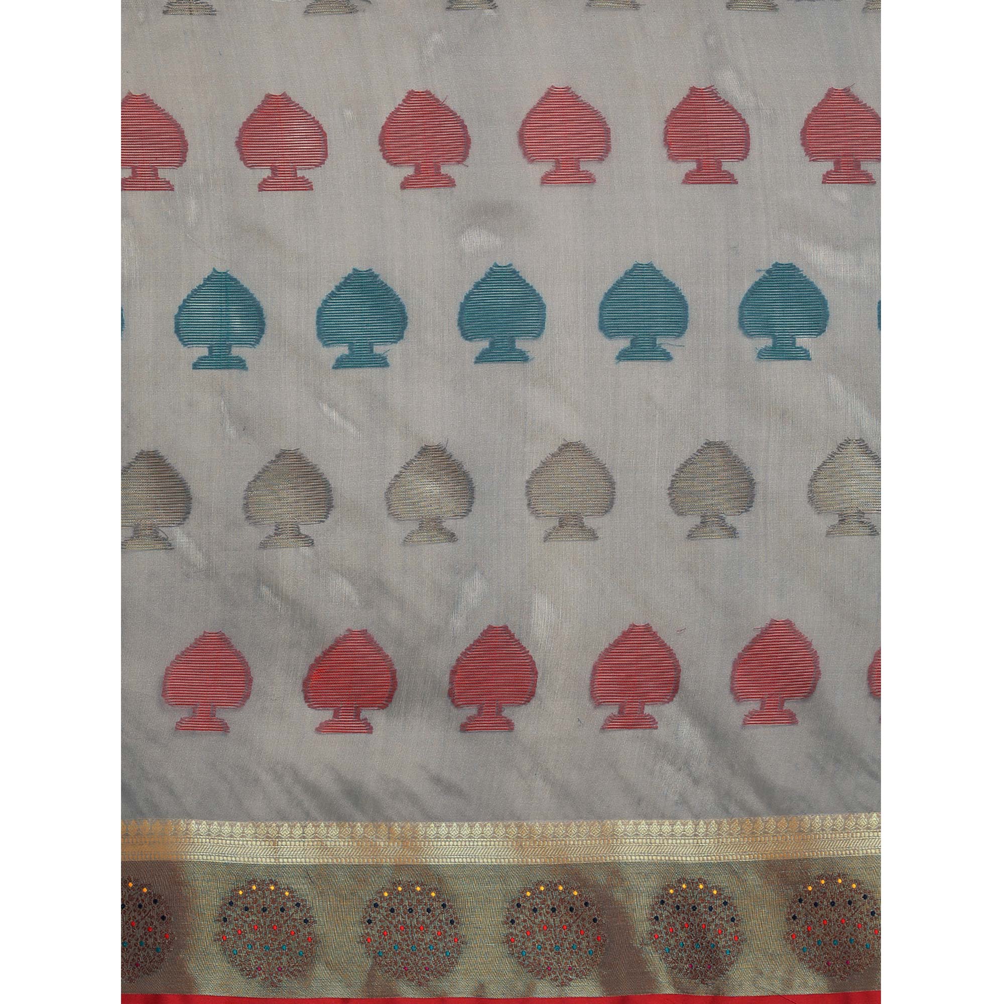 Grey Woven Organza Saree
