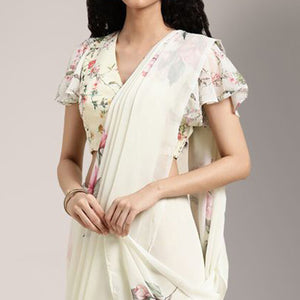 Offwhite Floral Digital Printed Georgette Saree