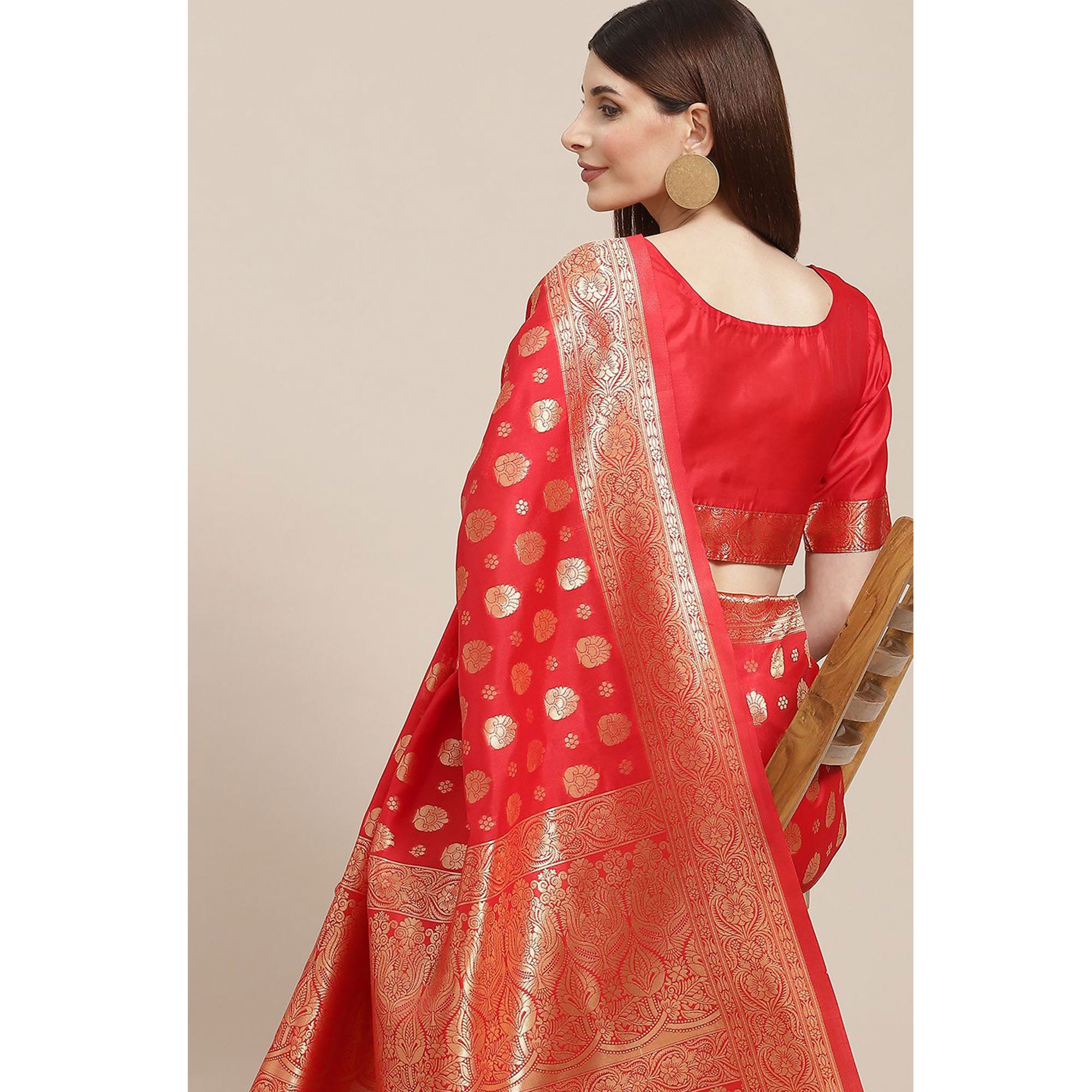 Red Woven Banarasi Silk Saree