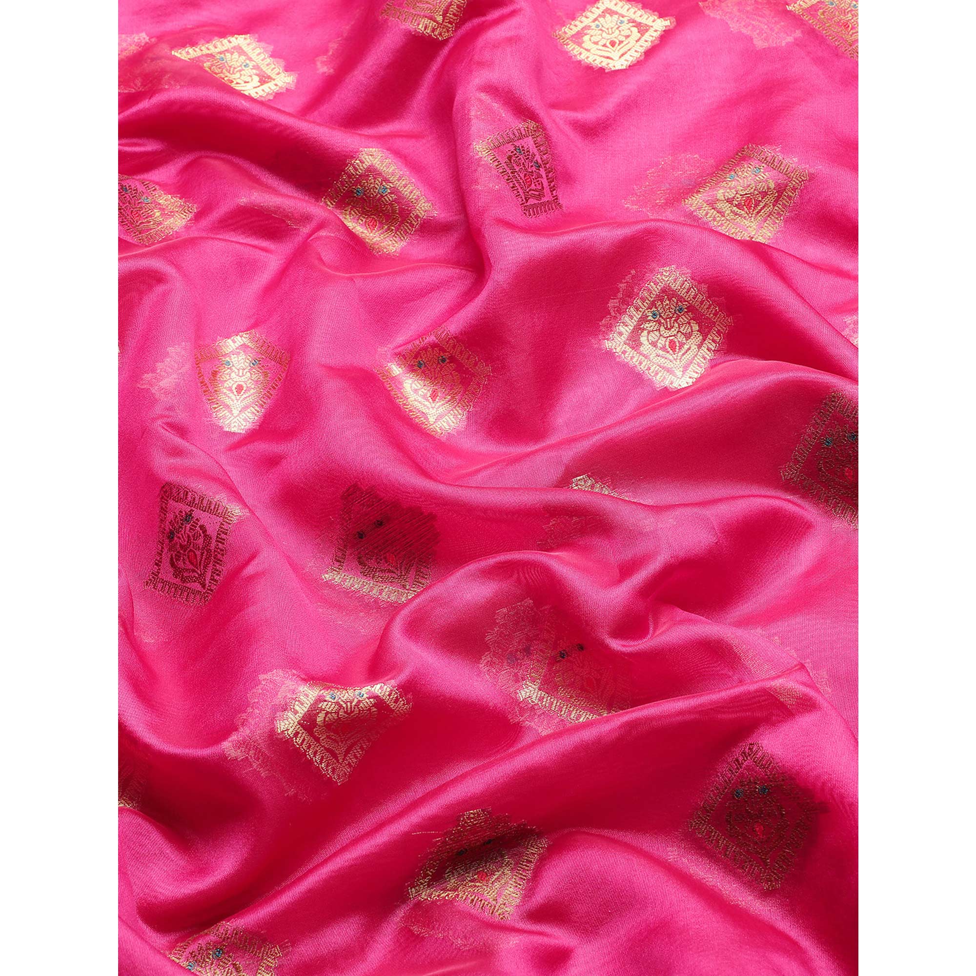 Rani Pink Woven Organza Saree