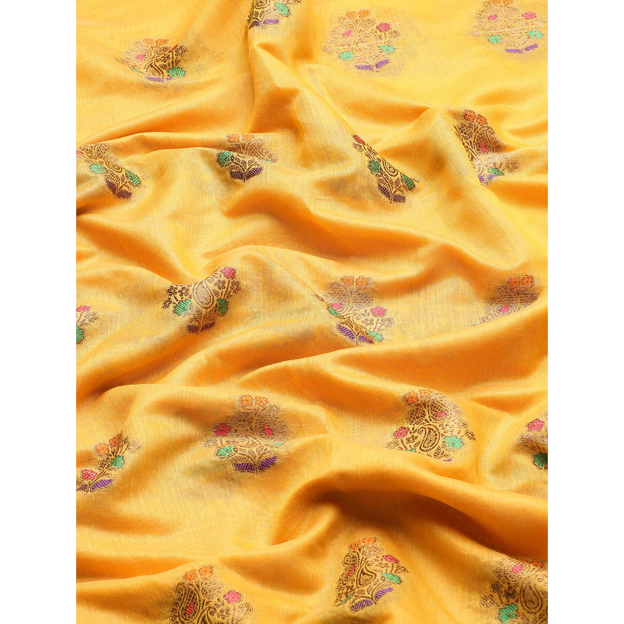 Yellow Woven Cotton Silk Saree