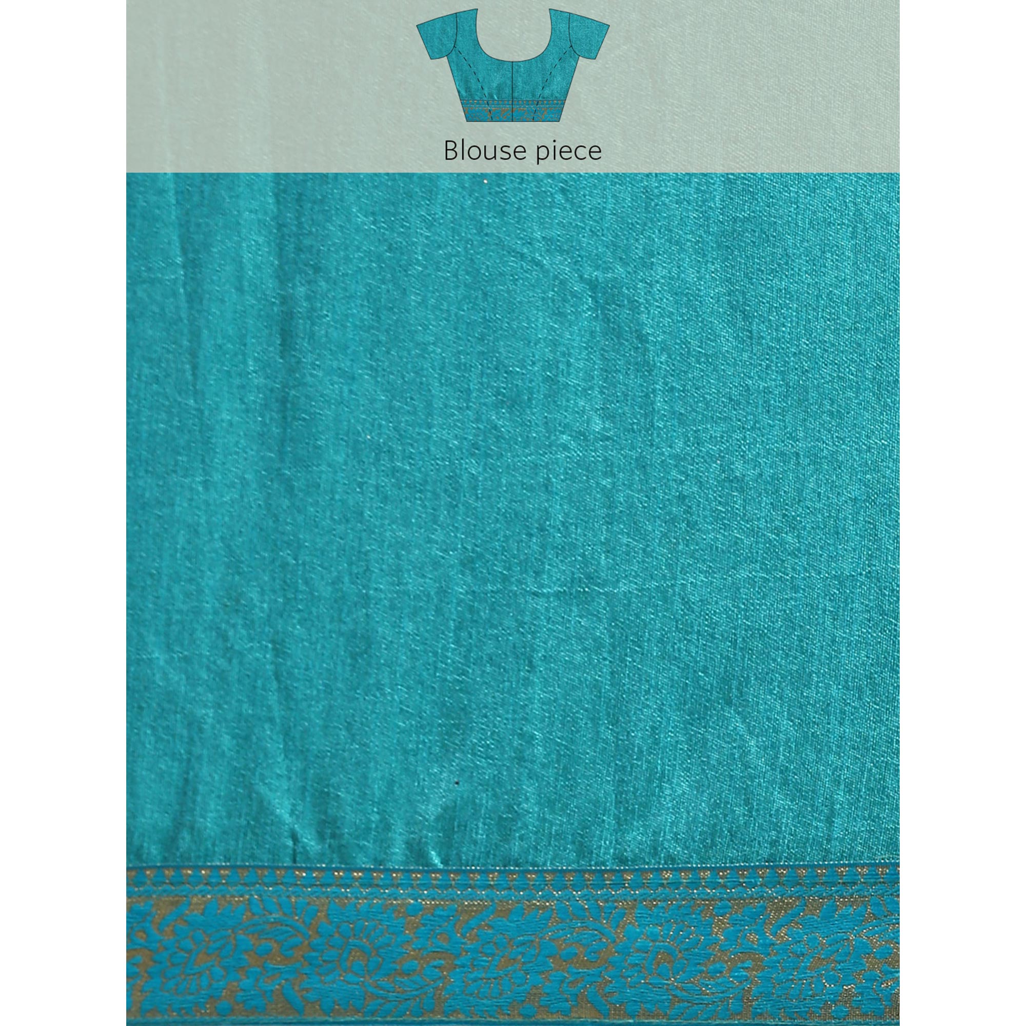 Turquoise Blue Swaroski Work Vichitra Silk Saree