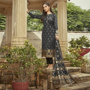 Black Woven Viscose Kurti With Dupatta