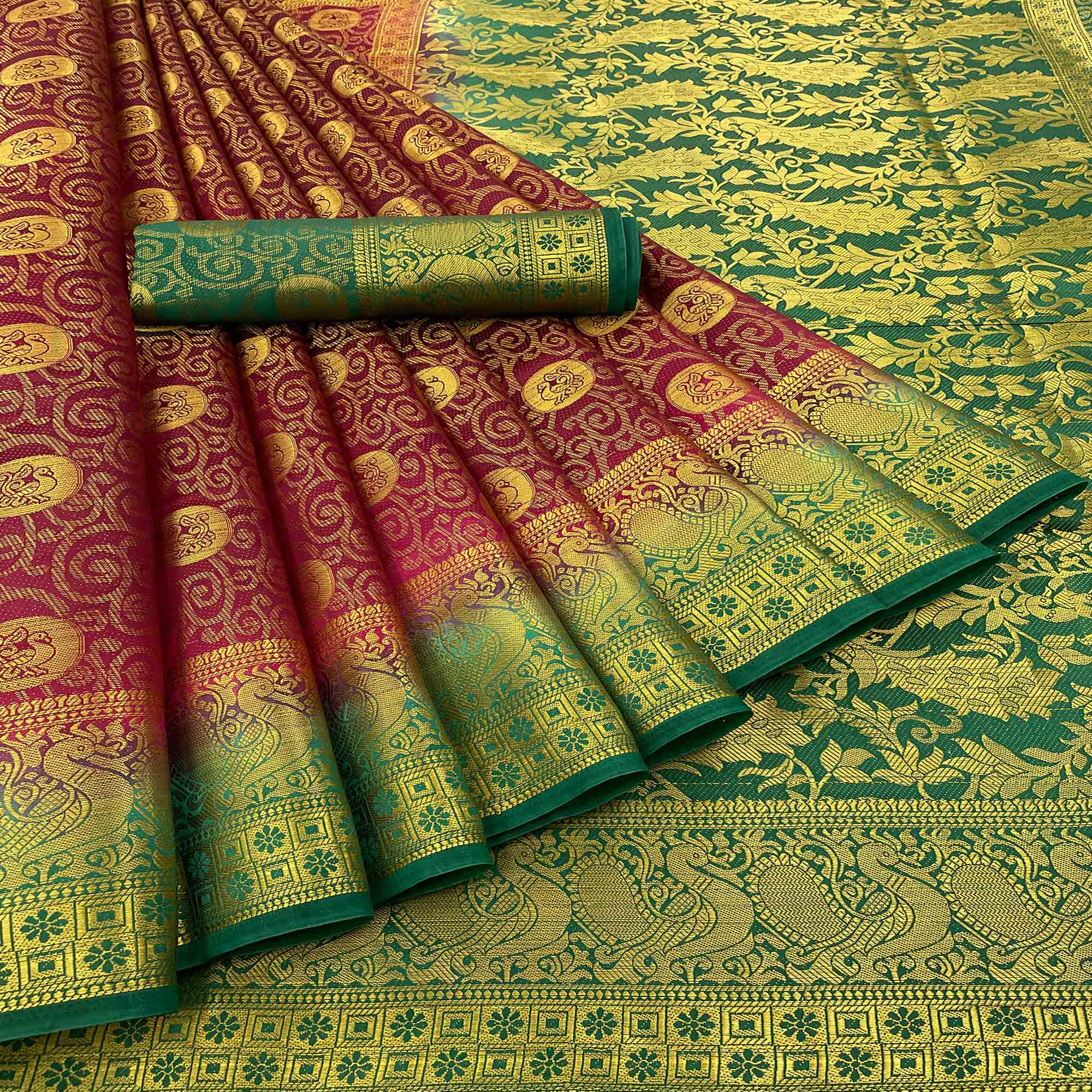 Maroon Woven Banarasi Silk Saree