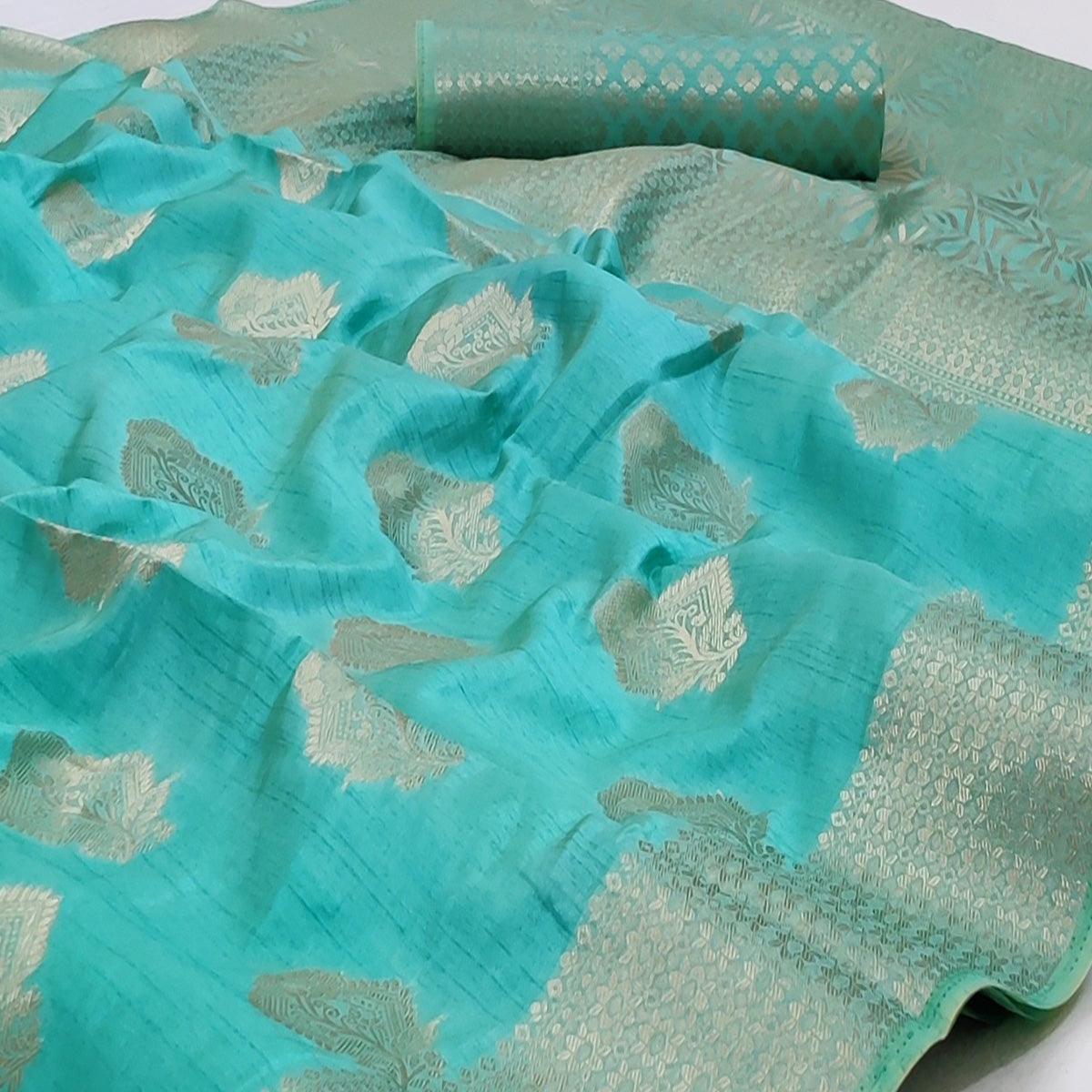 Firoji Festive Wear Woven Art Silk Saree - Peachmode