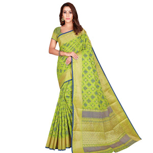 Flattering Green Colored Festive Wear Woven Patola Silk Saree - Peachmode