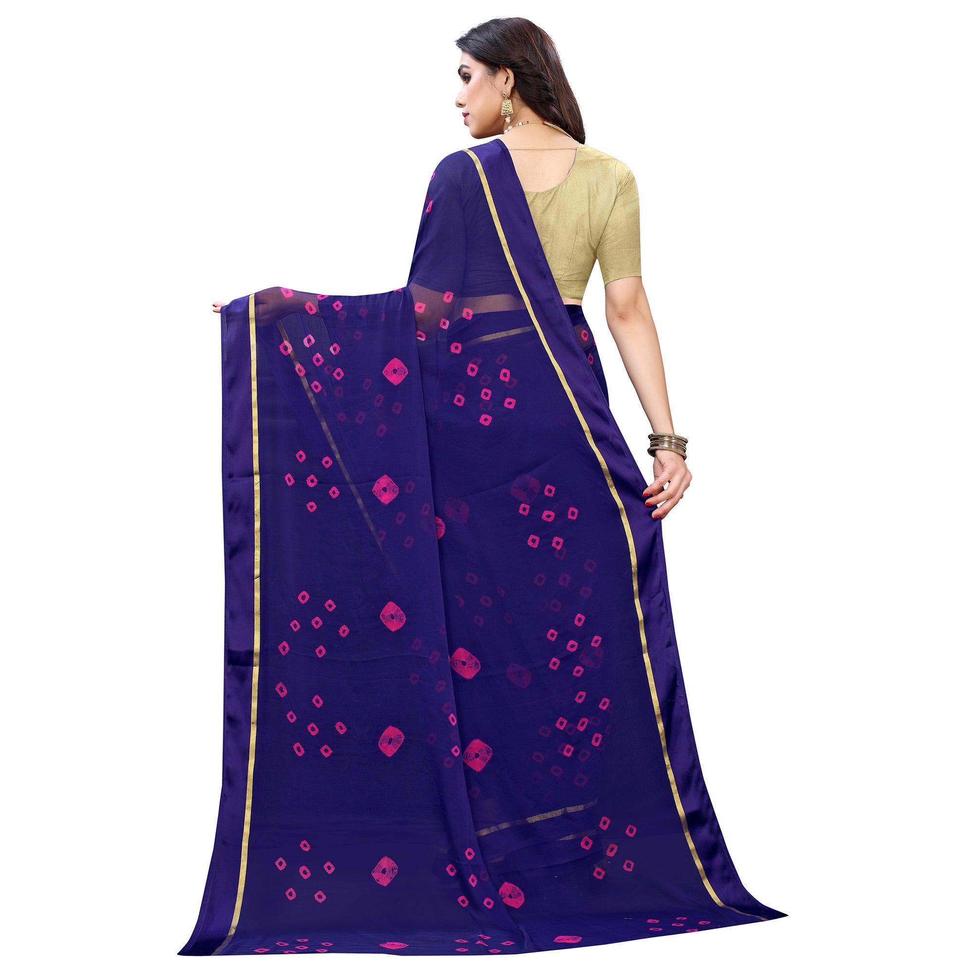 Flaunt Blue Colored Casual Wear Bandhani Printed Art Silk Saree - Peachmode