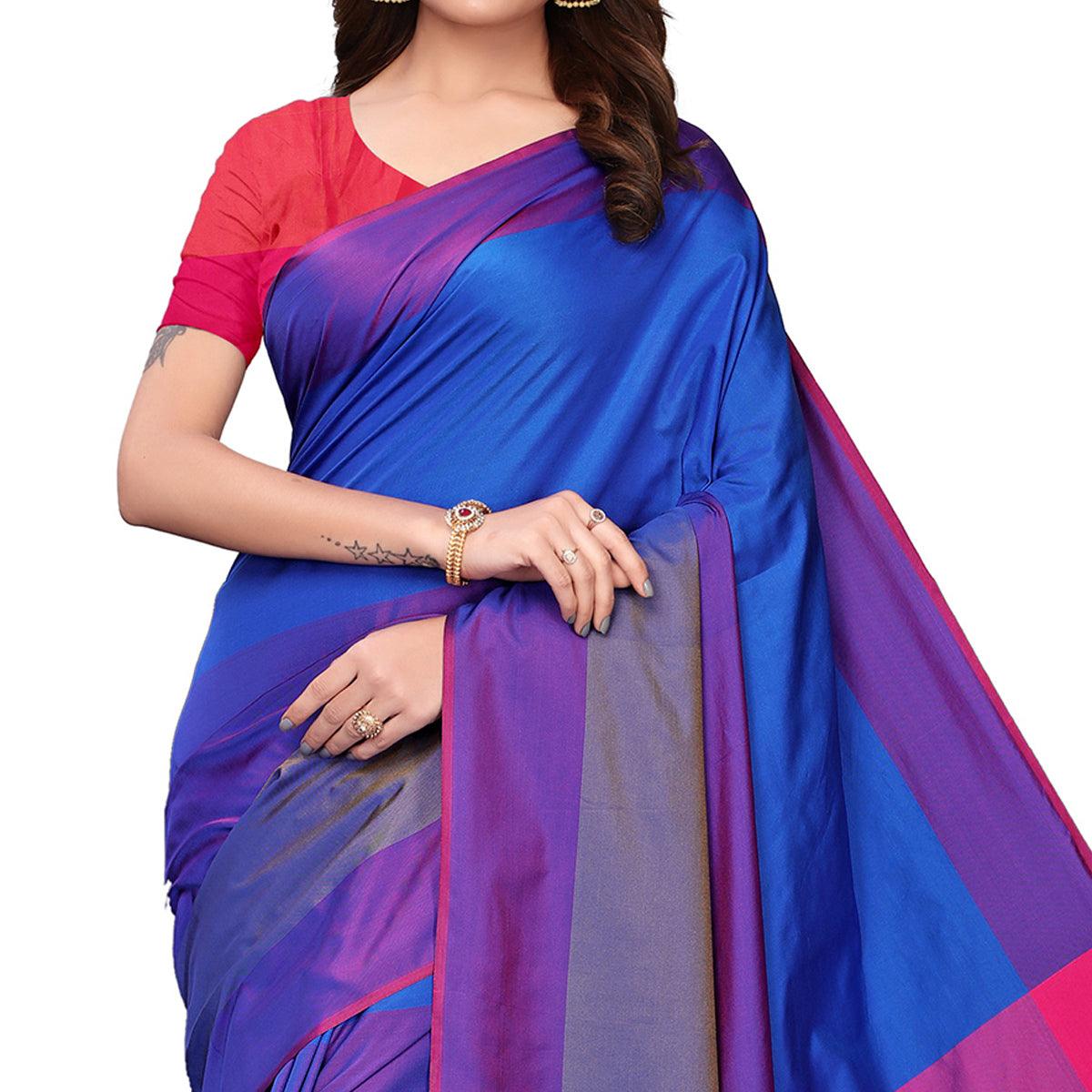Flaunt Blue Festive Wear Woven Art Silk Saree - Peachmode