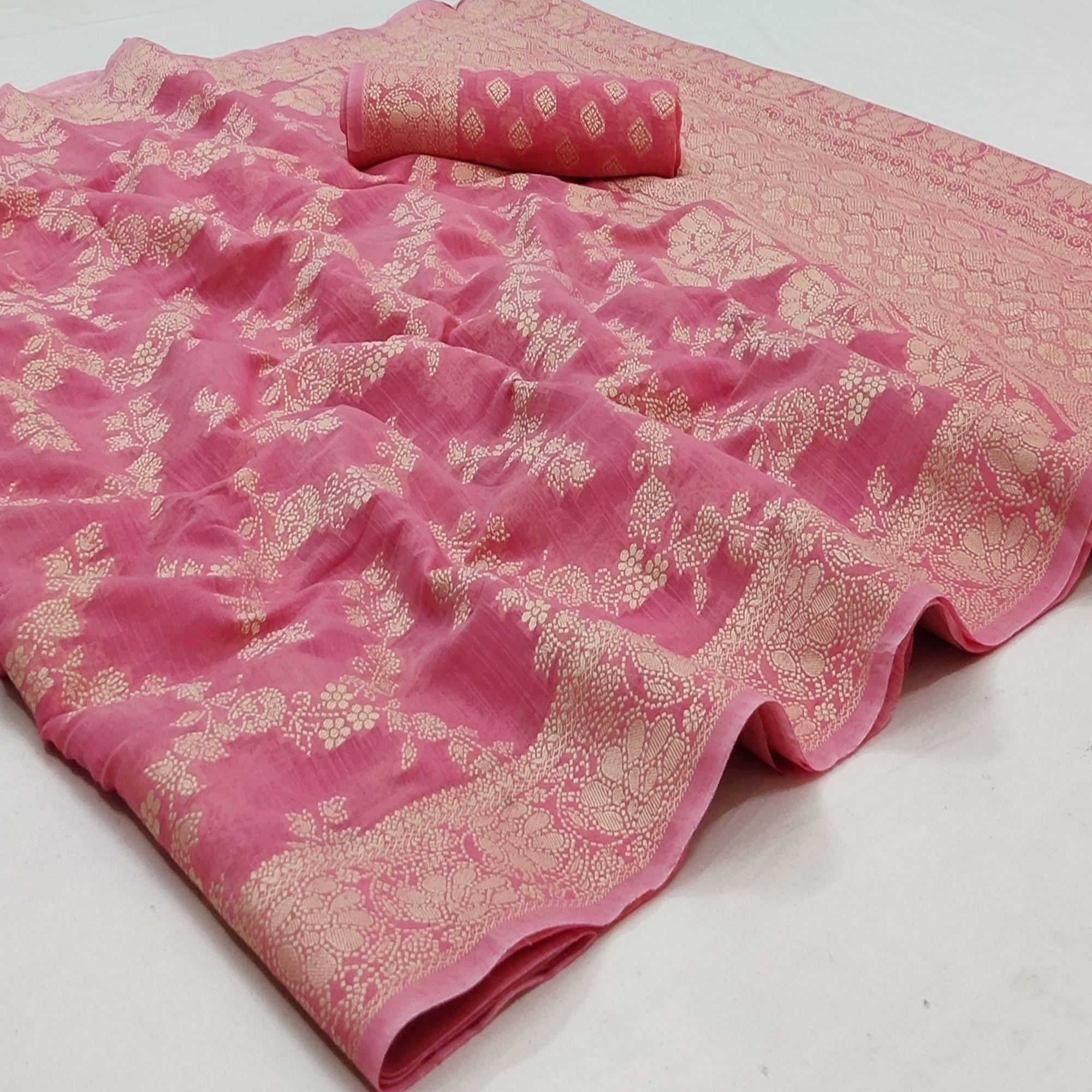 Gajari Festive Wear Woven Cotton Saree - Peachmode