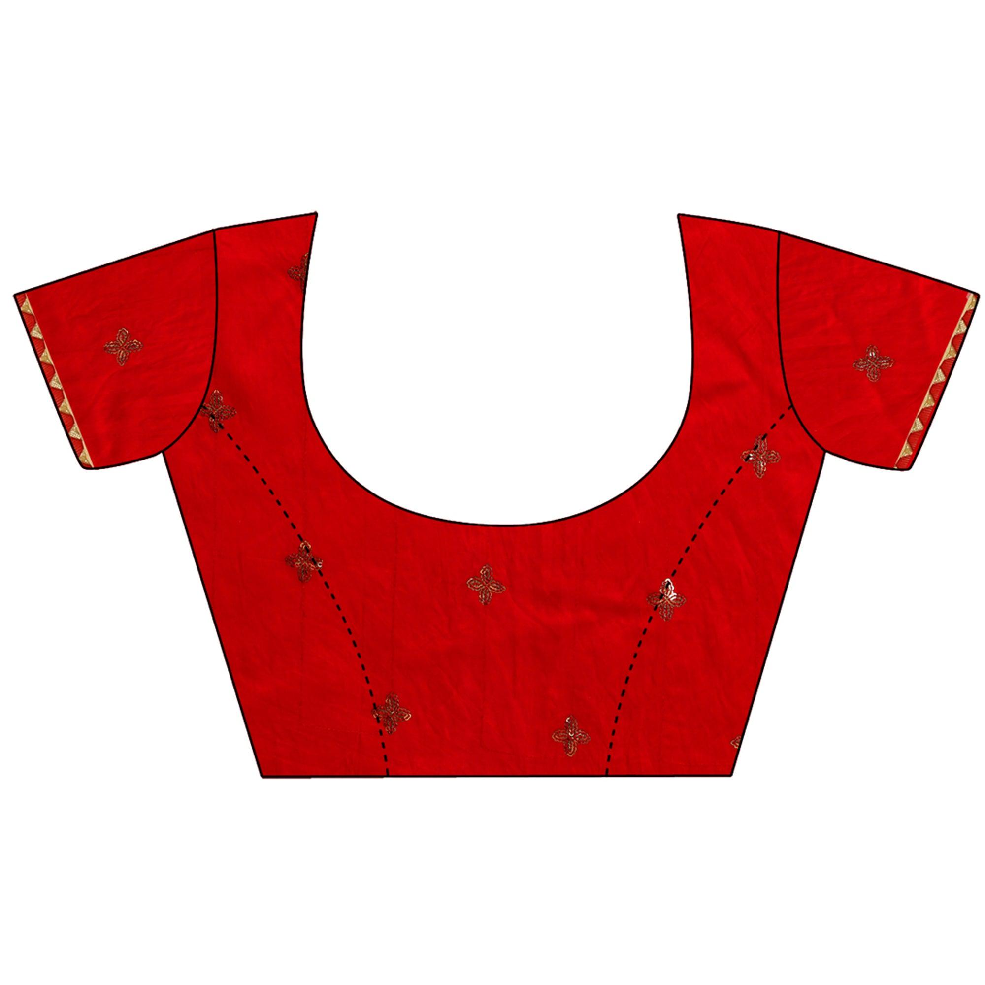 Gajari Pink Sequence Embroidered Chanderi Saree - Peachmode