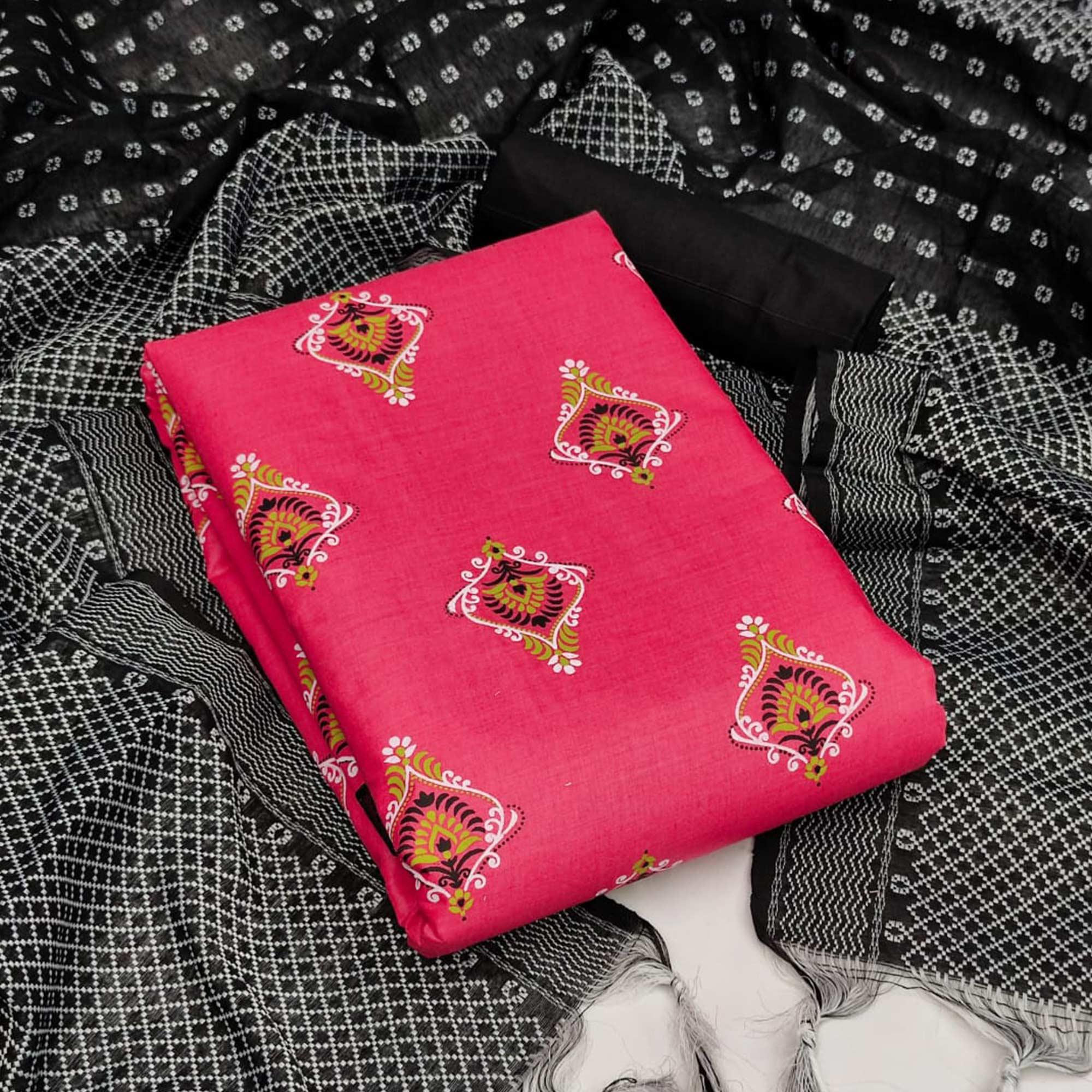 Gajri Casual Wear Printed Cotton Dress Material - Peachmode