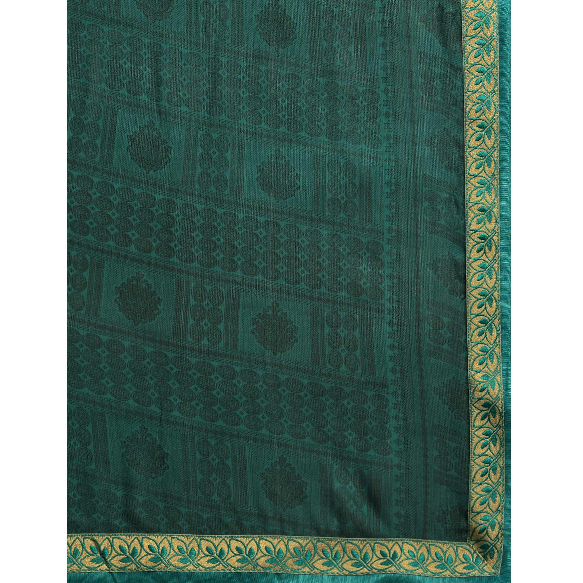 Gleaming Olive Green Colored Partywear Printed Rangoli Silk Saree - Peachmode