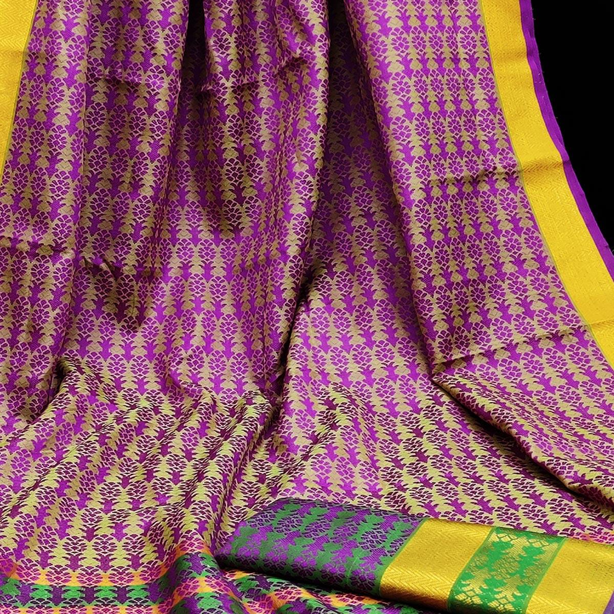 Glorious Magenta Colored Festive Wear Woven Jacqaurd Silk Saree - Peachmode