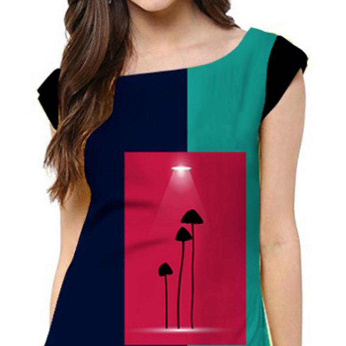 Glorious Navy Blue Colored Casual Printed Crepe Kurti - Peachmode