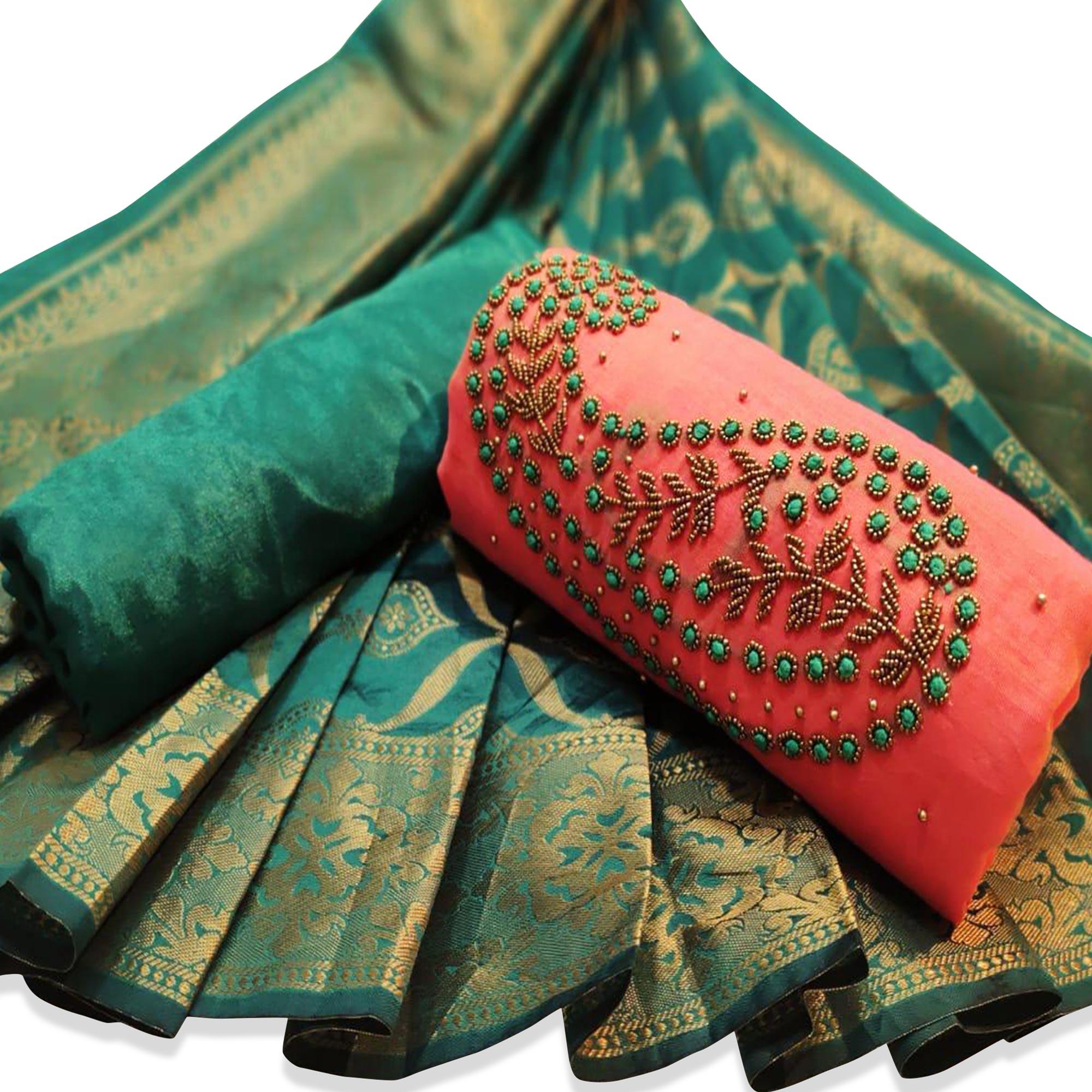 Glorious Pink Embroidered Chanderi Dress Material - Peachmode