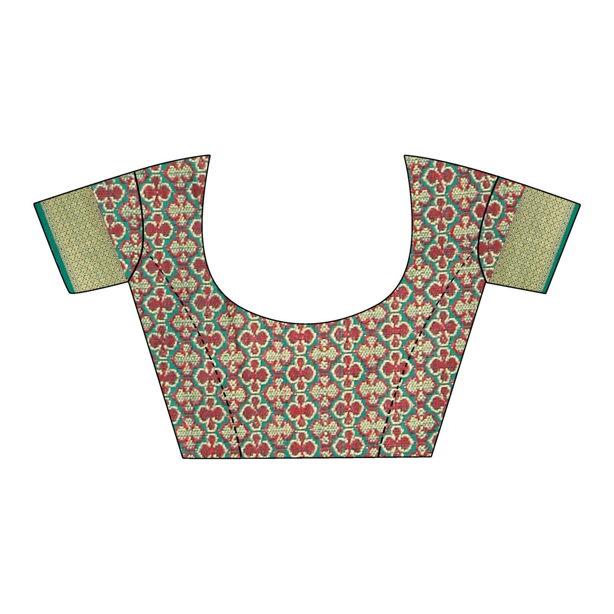 Glorious Turquoise Green Colored festive Wear silk Saree - Peachmode