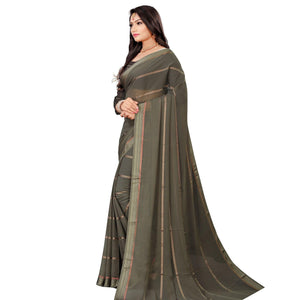 Glowing Grey Colored Casual Wear Georgette Saree - Peachmode