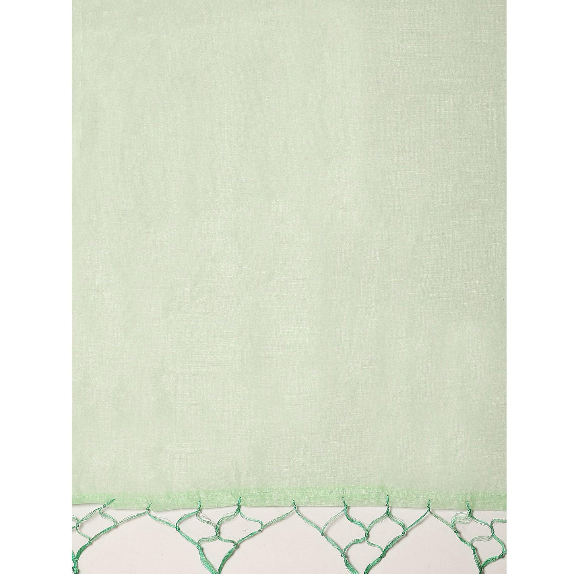 Glowing Pastel Green Colored Festive Wear Woven Chanderi Silk Saree - Peachmode