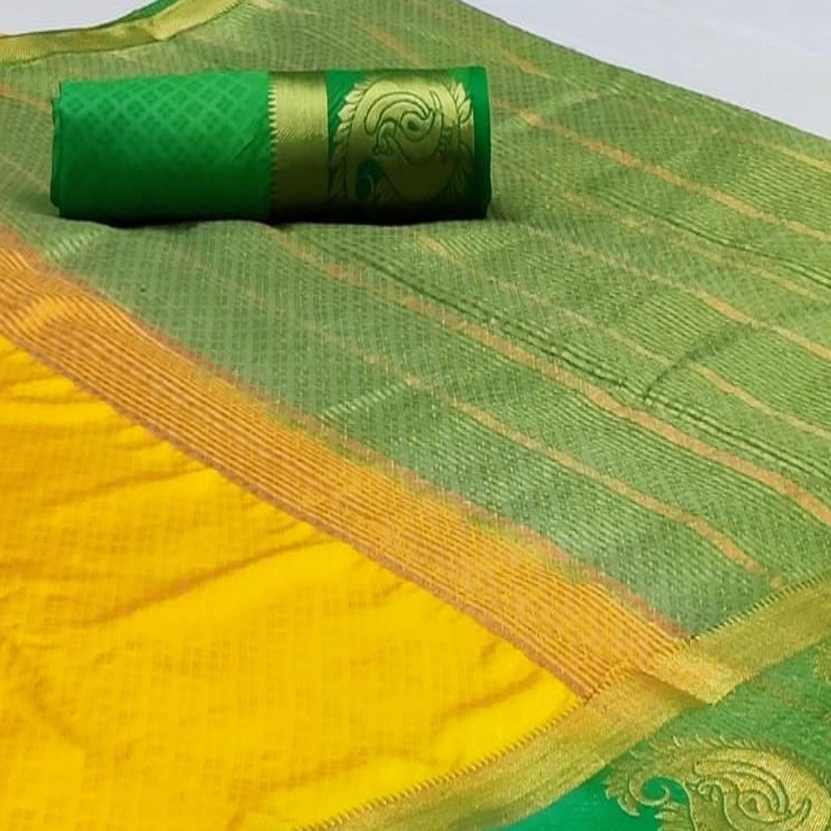 Glowing Yellow Coloured Festive Wear Woven Art Silk Saree - Peachmode