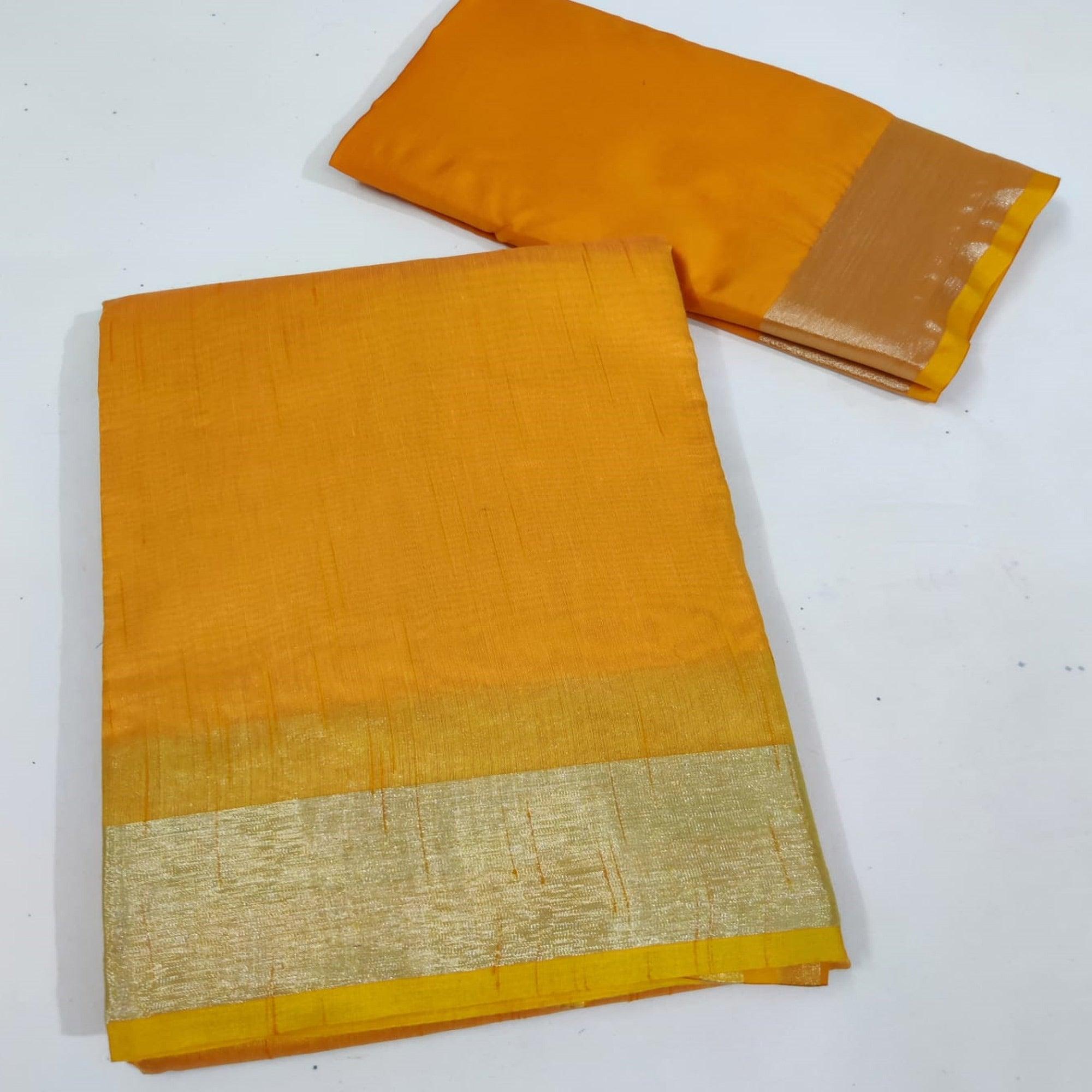 Gold Festive Wear Woven Jute Saree - Peachmode