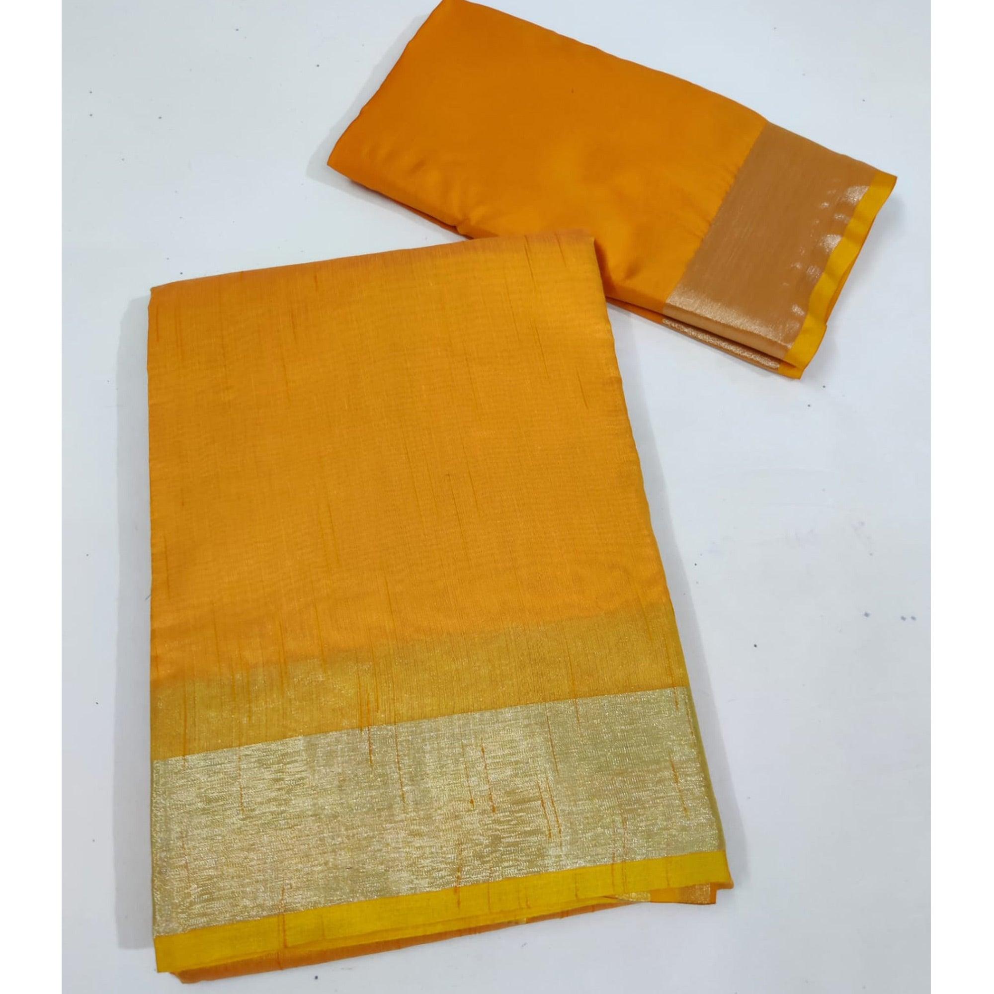 Gold Festive Wear Woven Jute Saree - Peachmode