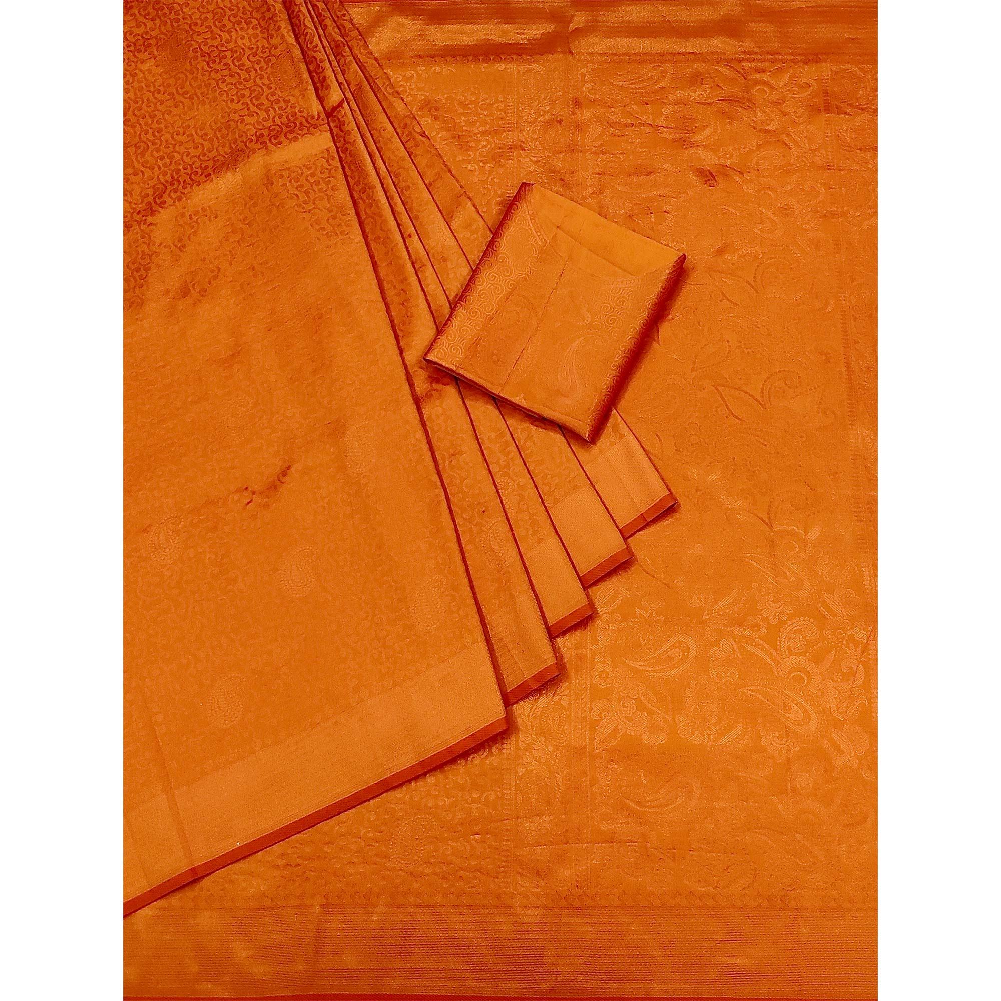 Gold Woven Jacquard Saree - Peachmode