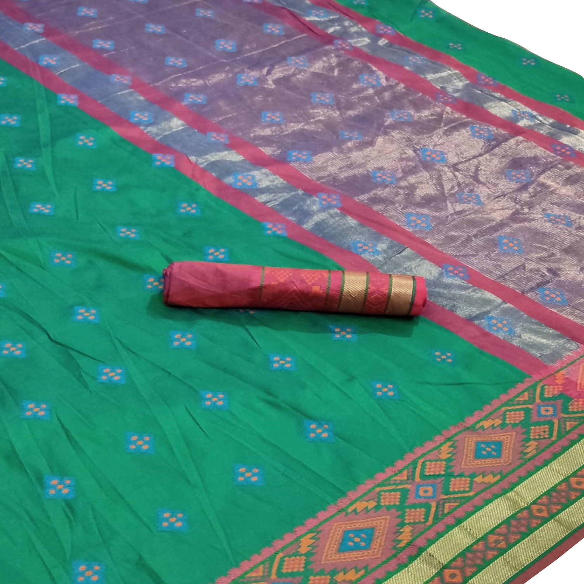 Gorgeous Green Colored Festive Wear Woven Silk Saree - Peachmode
