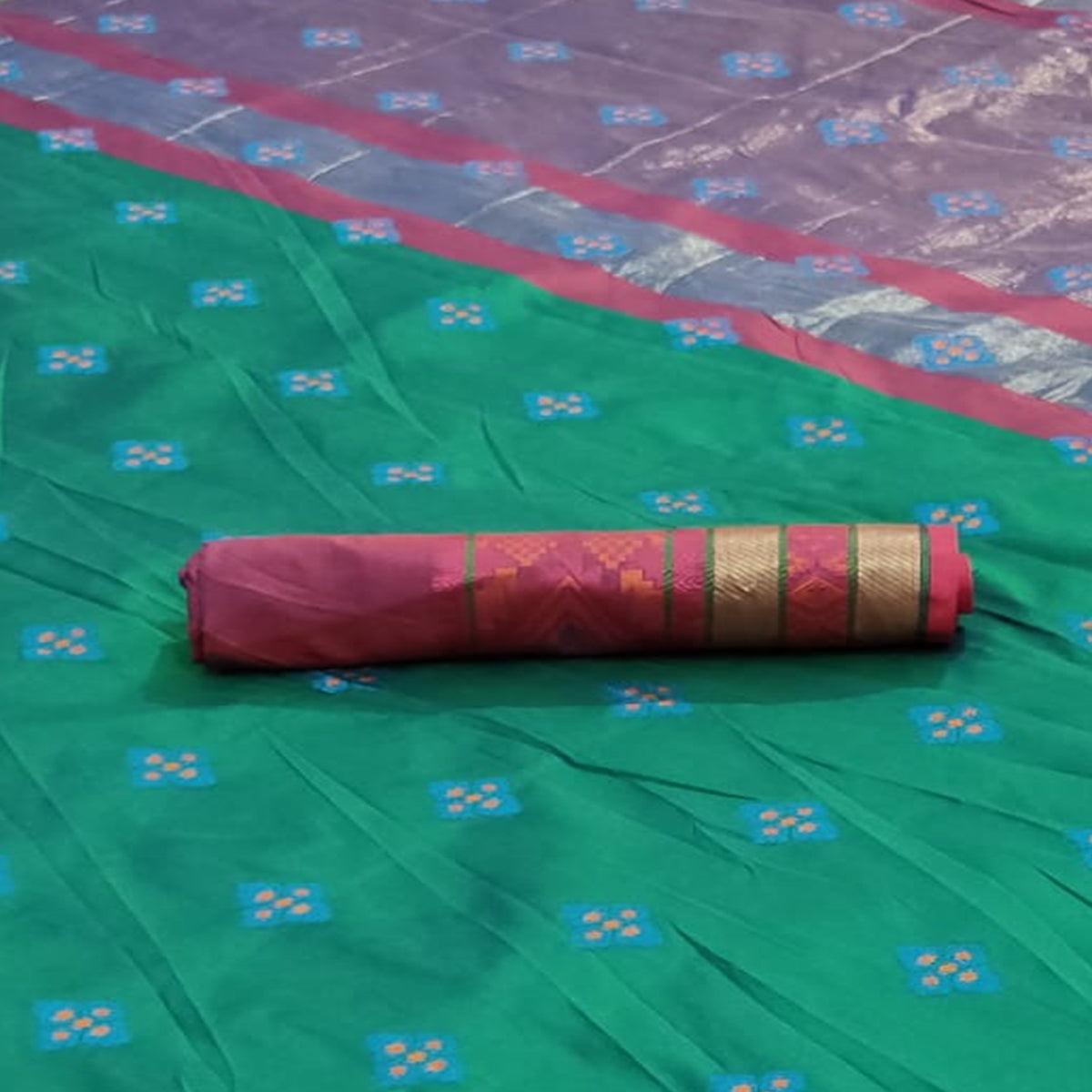 Gorgeous Green Colored Festive Wear Woven Silk Saree - Peachmode