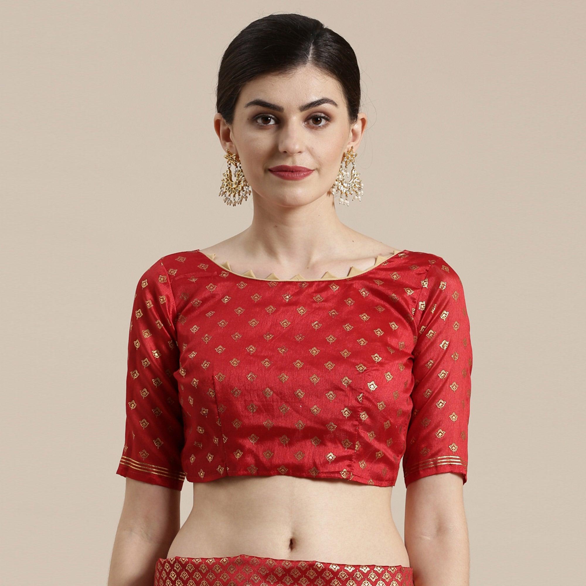 Graceful Cream-Red Colored Festive Wear Geomatric Foli Print Patola Silk Saree - Peachmode