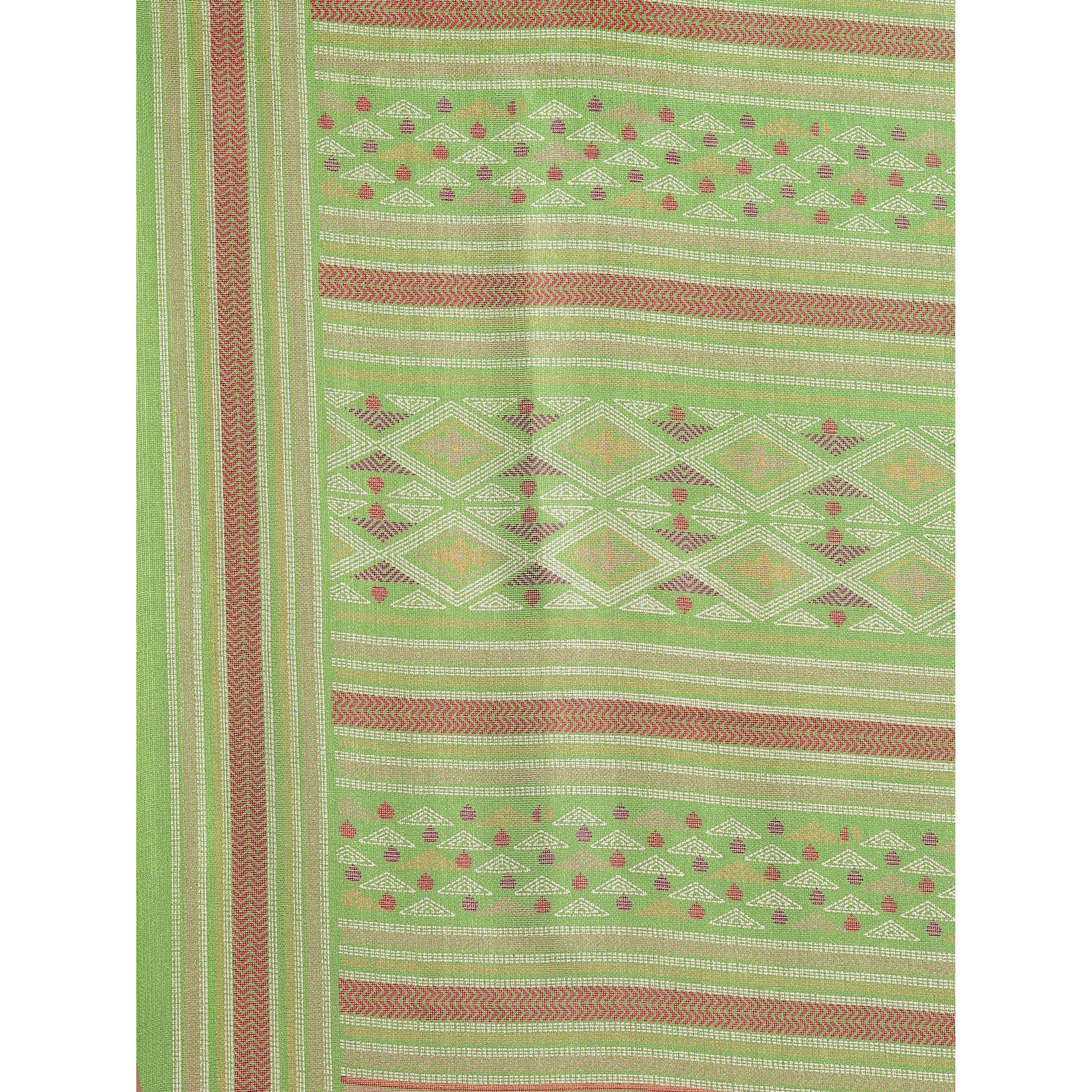 Graceful Green Colored Casual Wear Printed Jute Silk Saree - Peachmode