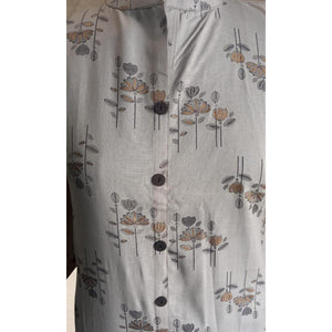 Graceful Grey Colored Casual Printed Cotton Kurti - Peachmode