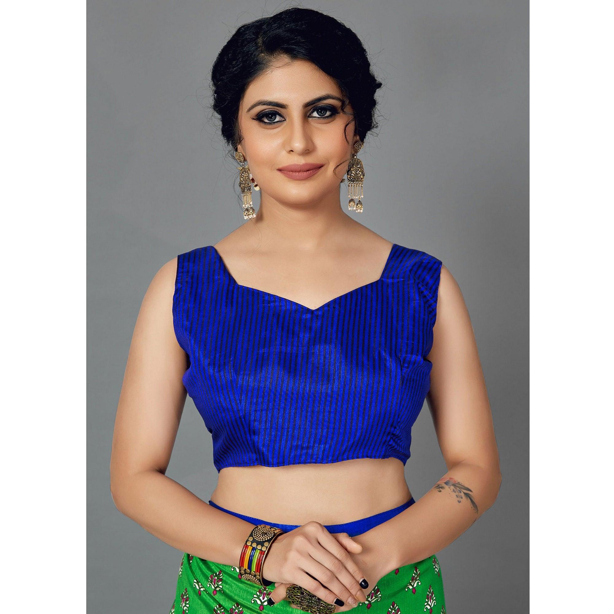Green Casual Art Silk Printed Saree With Unstitched Blouse - Peachmode