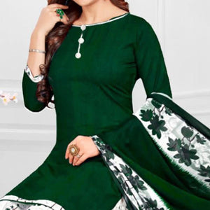 Green Casual Wear Printed Leon Patiala Dress Material - Peachmode