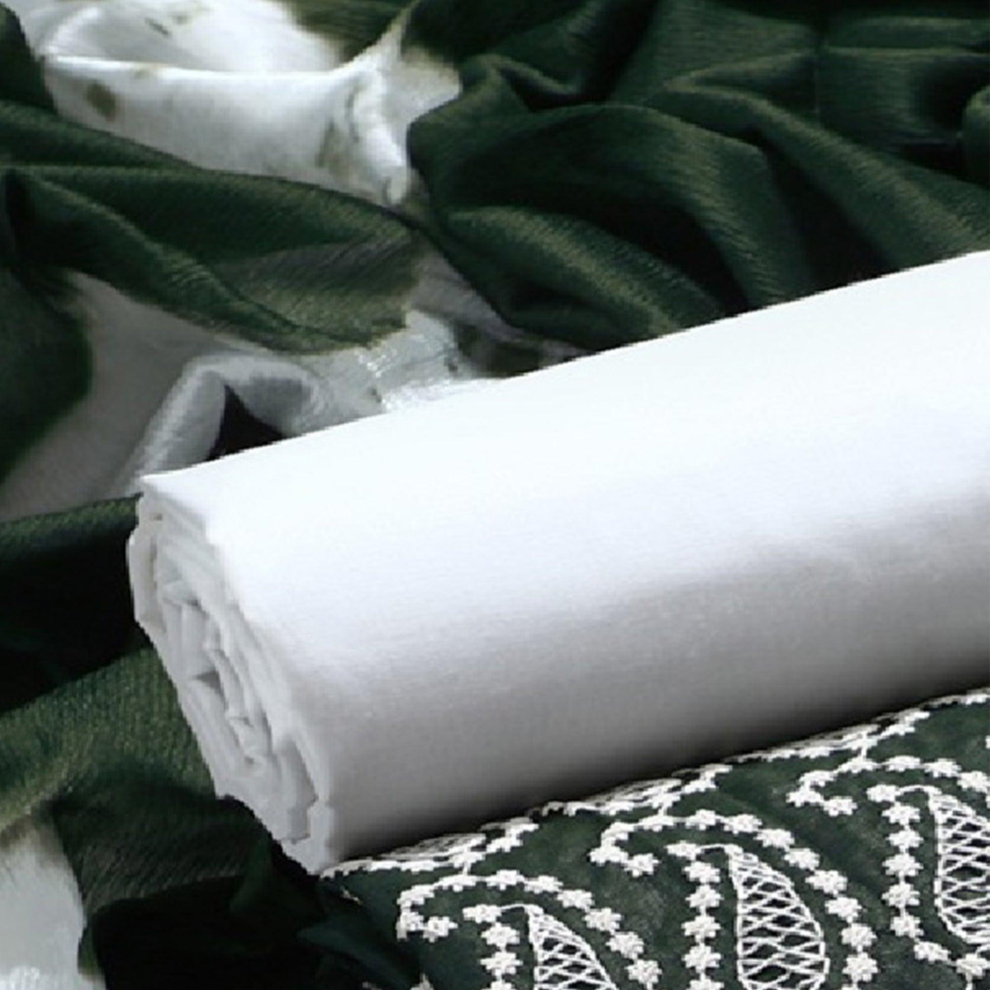 Green Chikankari Work Poly Cotton Dress Material - Peachmode