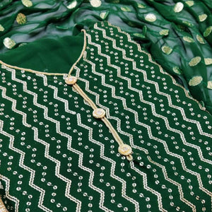 Green Colored Casual Georgette Dress Material - Peachmode