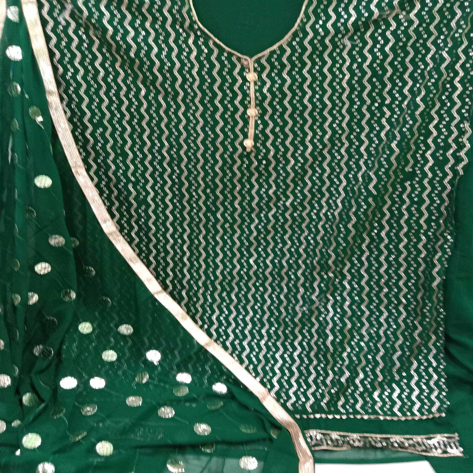 Green Colored Casual Georgette Dress Material - Peachmode