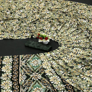 Green Digital Printed Vichitra Silk Saree - Peachmode