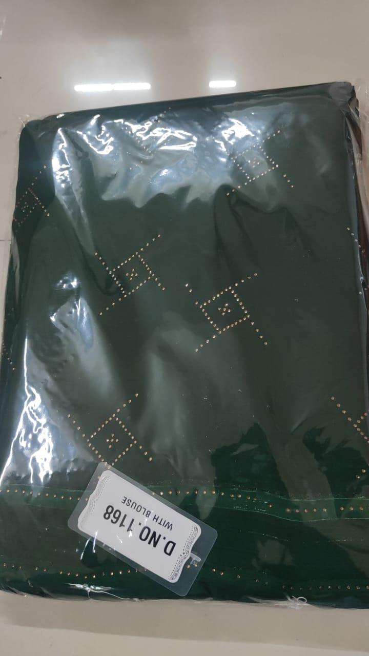 Green Embellished Georgette Saree - Peachmode