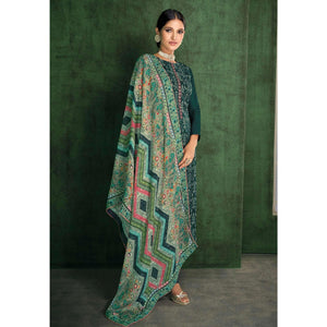 Green Embroidered Heavy Faux Georgette Partywear Suit - Peachmode