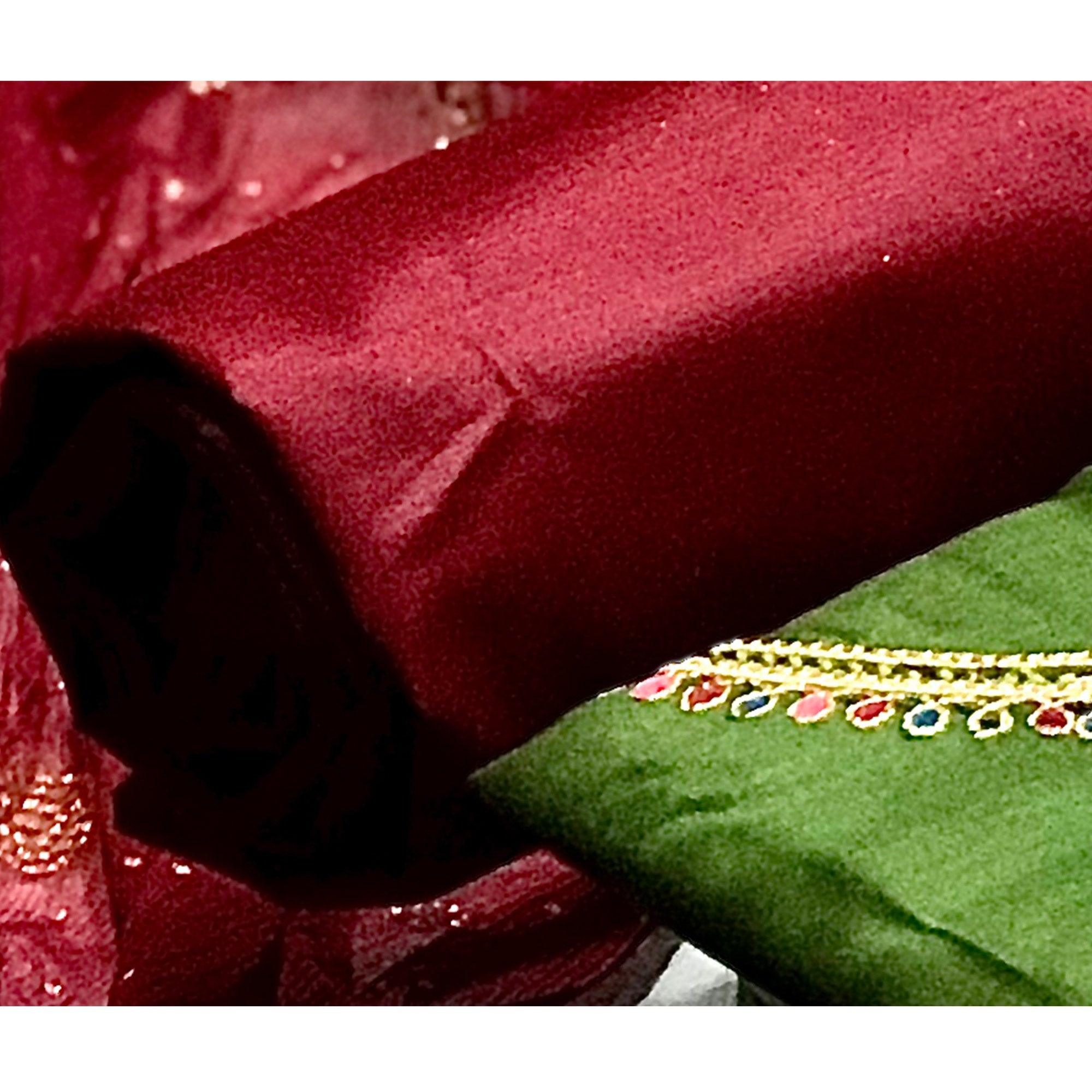 Green Embroidered Pure Cotton Dress Material - Peachmode