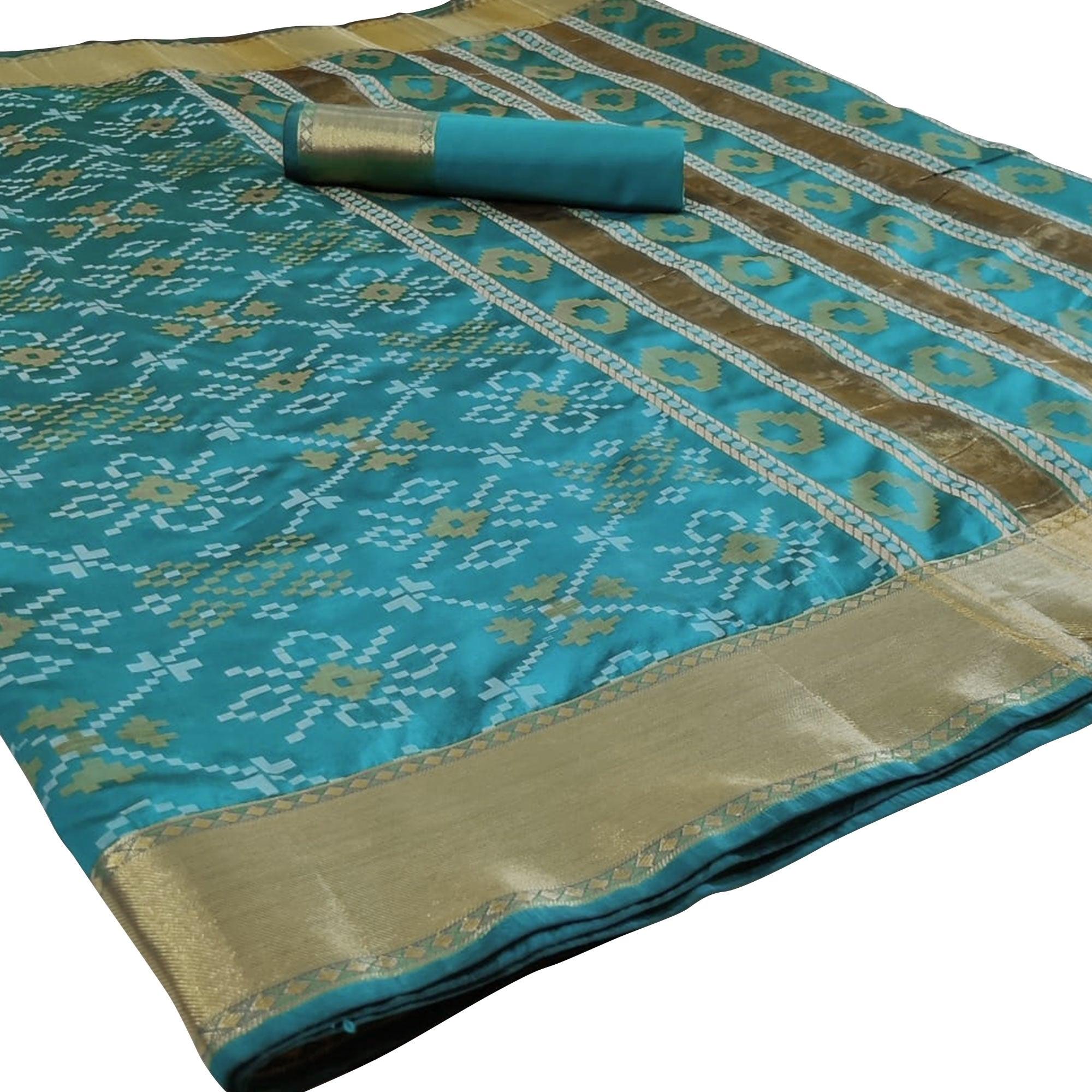 Green Festive Wear Traditional Silk Woven Saree - Peachmode