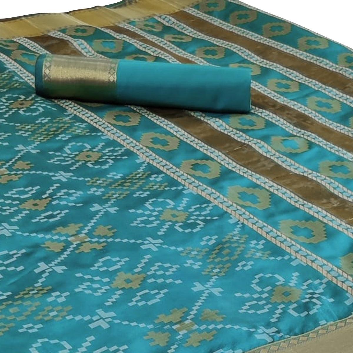 Green Festive Wear Traditional Silk Woven Saree - Peachmode