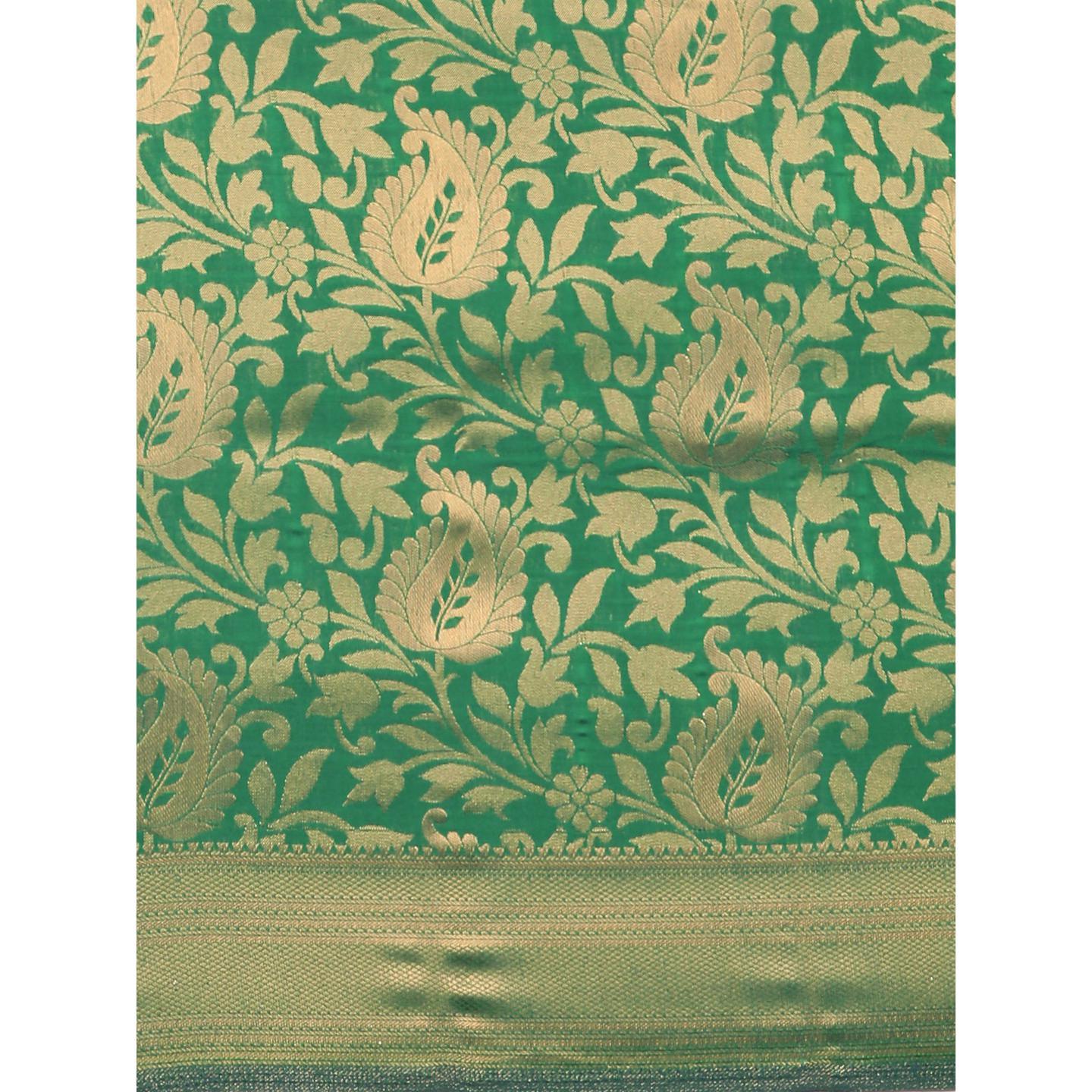 Green Festive Wear Woven Kanjivaram Silk Saree - Peachmode